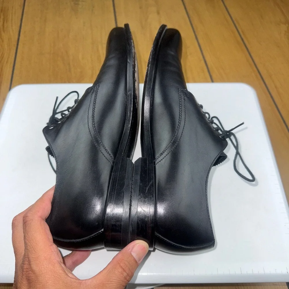 Hugo Boss Mens Black Leather Plain Toe Derby‎ Dress Shoes 8 50200689